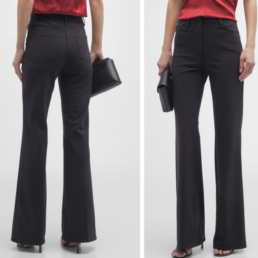 Theory Demitria High-Rise Precision Ponte Flared Women’s Black Pant Trouser NEW